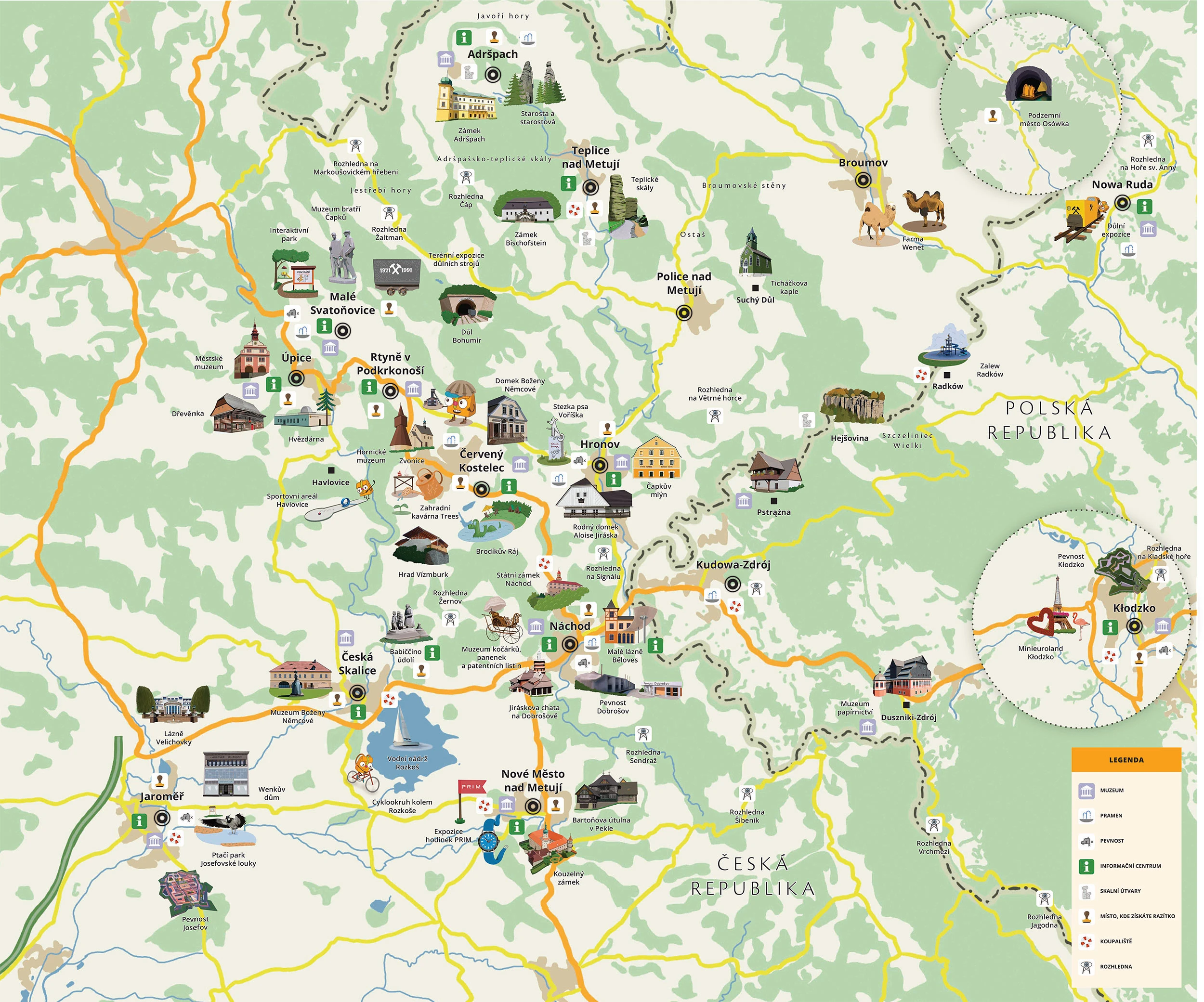 Turistická oblast kladské pomezi mapa